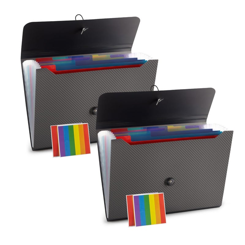 Nicfaec Expanding File Folder File Organizer 13 Pockets File Organizer Accordion Filing Folder Expandable File Folder for Documents Aesthetic Paper Organizer Folder for Work, School, Home, Office, 2Pack Grey - Image 1